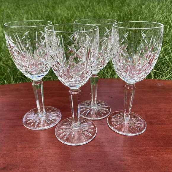 Set Of 4 Vtg Waterford Lead Crystal Glengarriff 6.5” Claret Wine Goblets - Picture 1 of 4
